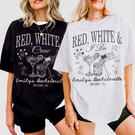 Red White and I do Bachelorette Shirt Custom Fourth of July Bachelorette Party TShirt Patriotic Bride 4th of July Independence Day Bach Tees - matching Image