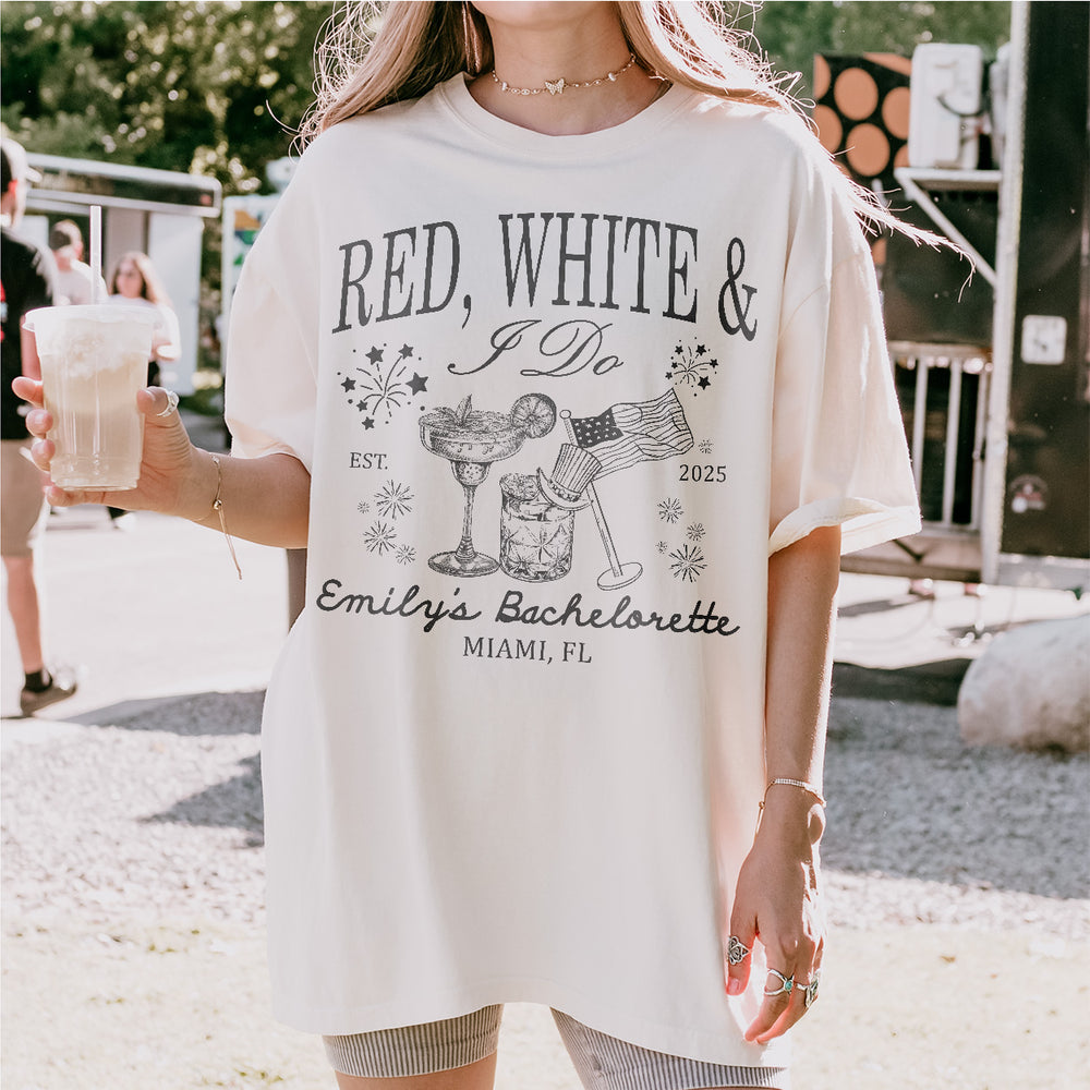 Red White and I do Bachelorette Shirt Custom Fourth of July Bachelorette Party TShirt Patriotic Bride 4th of July Independence Day Bach Tees - lifestyle Image