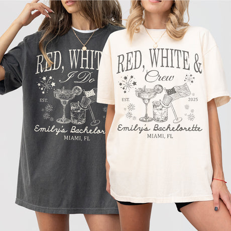 Red White and I do Bachelorette Shirt Custom Fourth of July Bachelorette Party TShirt Patriotic Bride 4th of July Independence Day Bach Tees - matching Image