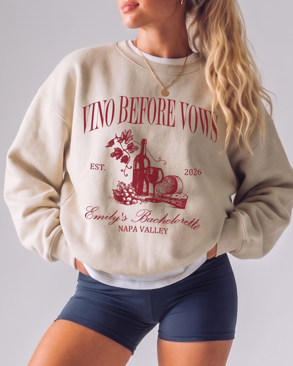Vino Before Vows Sweatshirt Sand