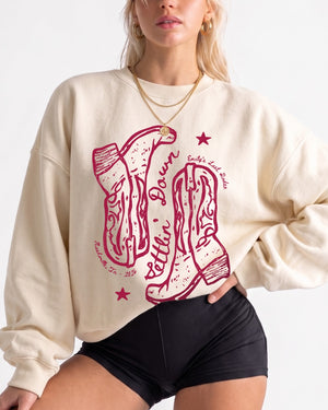 Settlin' Down & Saddlin' Up Cowgirl Boots Sweatshirt