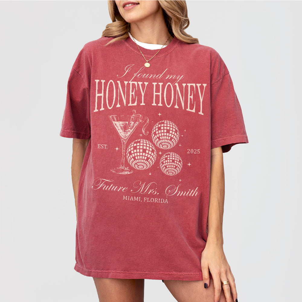 She Found Her Honey Honey Custom Last Disco Bachelorette Party Shirt Comfort Colors Dancing Queens Disco Bride Matching TShirt Bridesmaids - Crimson Product Image