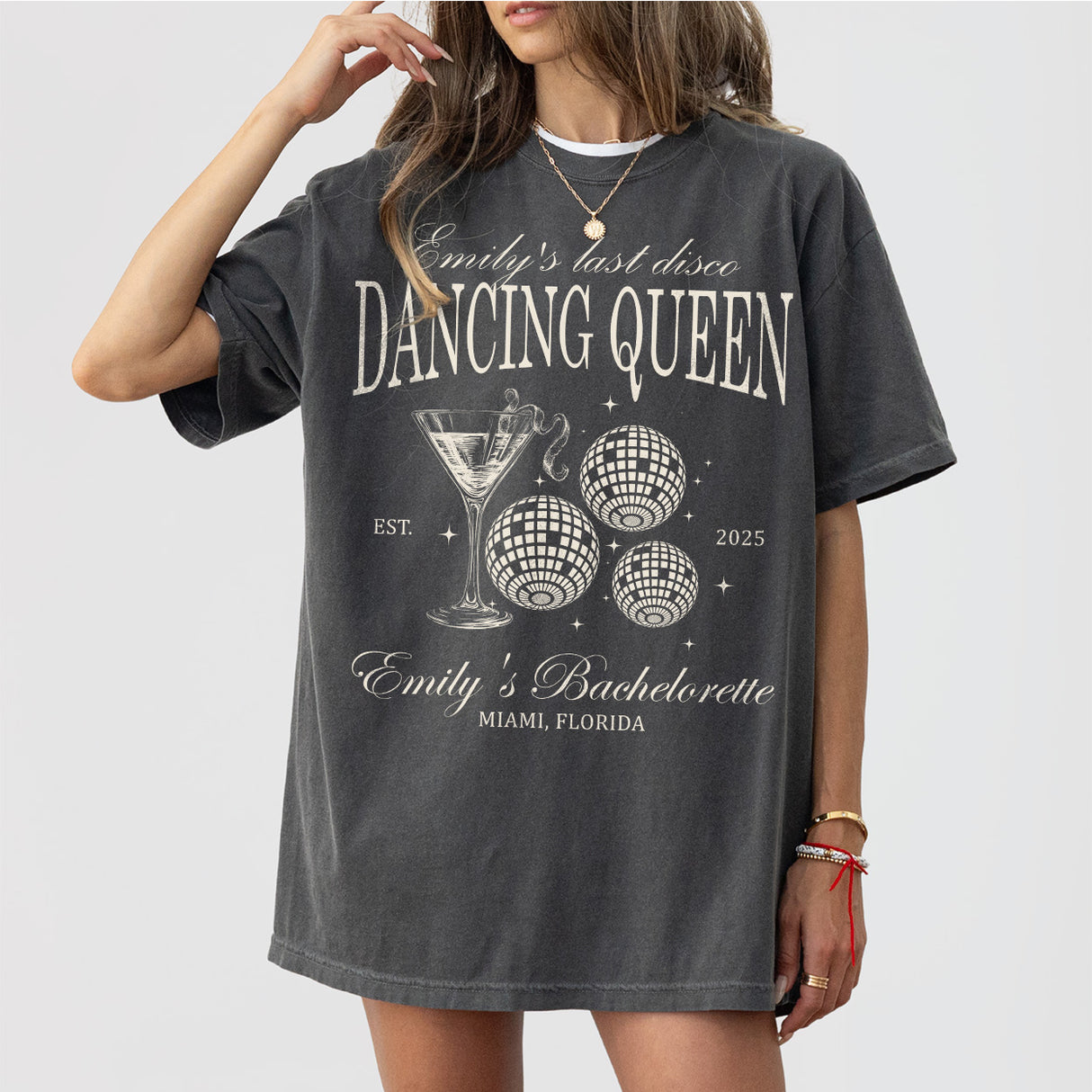 She Found Her Honey Honey Custom Last Disco Bachelorette Party Shirt Comfort Colors Dancing Queens Disco Bride Matching TShirt Bridesmaids - Pepper Product Image