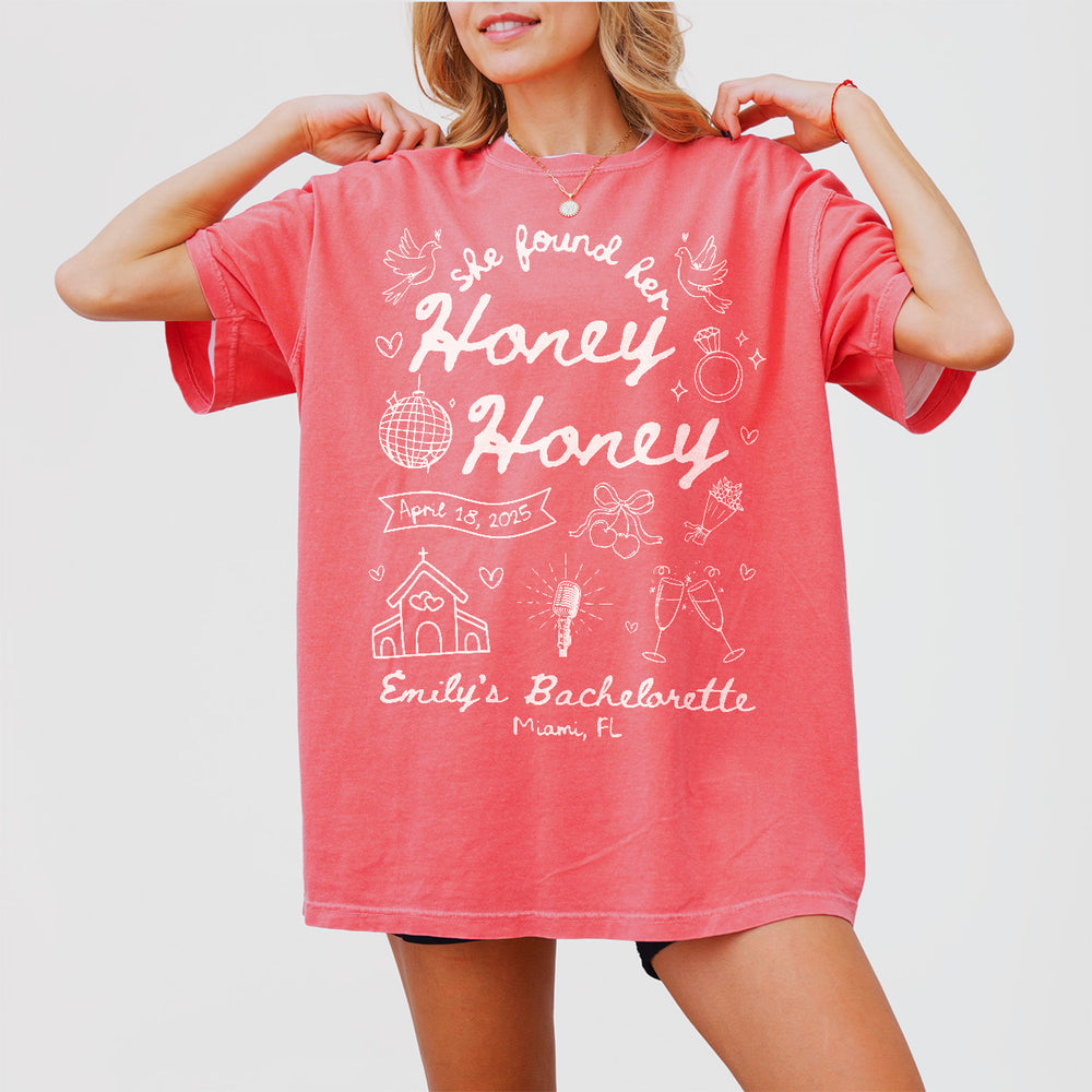 She Found Her Honey Honey Custom Last Disco Bachelorette Party Shirt Comfort Colors Dancing Queens TShirt Disco Bride Shirt Bridesmaids Gift - Watermelon Product Image