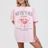 Blossom pink bachelorette shirt with "She Found Her Lover" design, perfect for bridal party, bridesmaid gifts, and girls trip celebrations