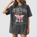 Pepper cotton bachelorette party shirt with "She Found Her Lover" design, perfect for the bride and bridesmaids during girls trip or cocktail club celebrations