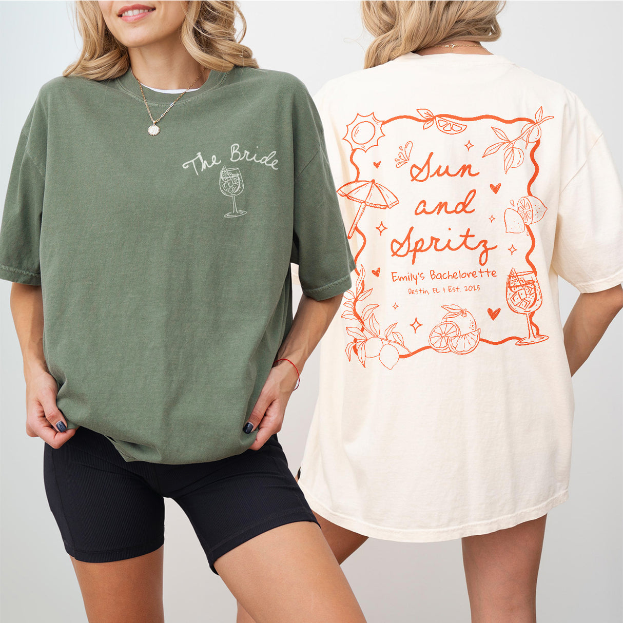 Sun and Spritz Bachelorette Shirt Personalized Aperol Spritz Bachelorette Party Tshirt Beach Girls Weekend Trip Bride To Tee Bridesmaid Gift - matching Image