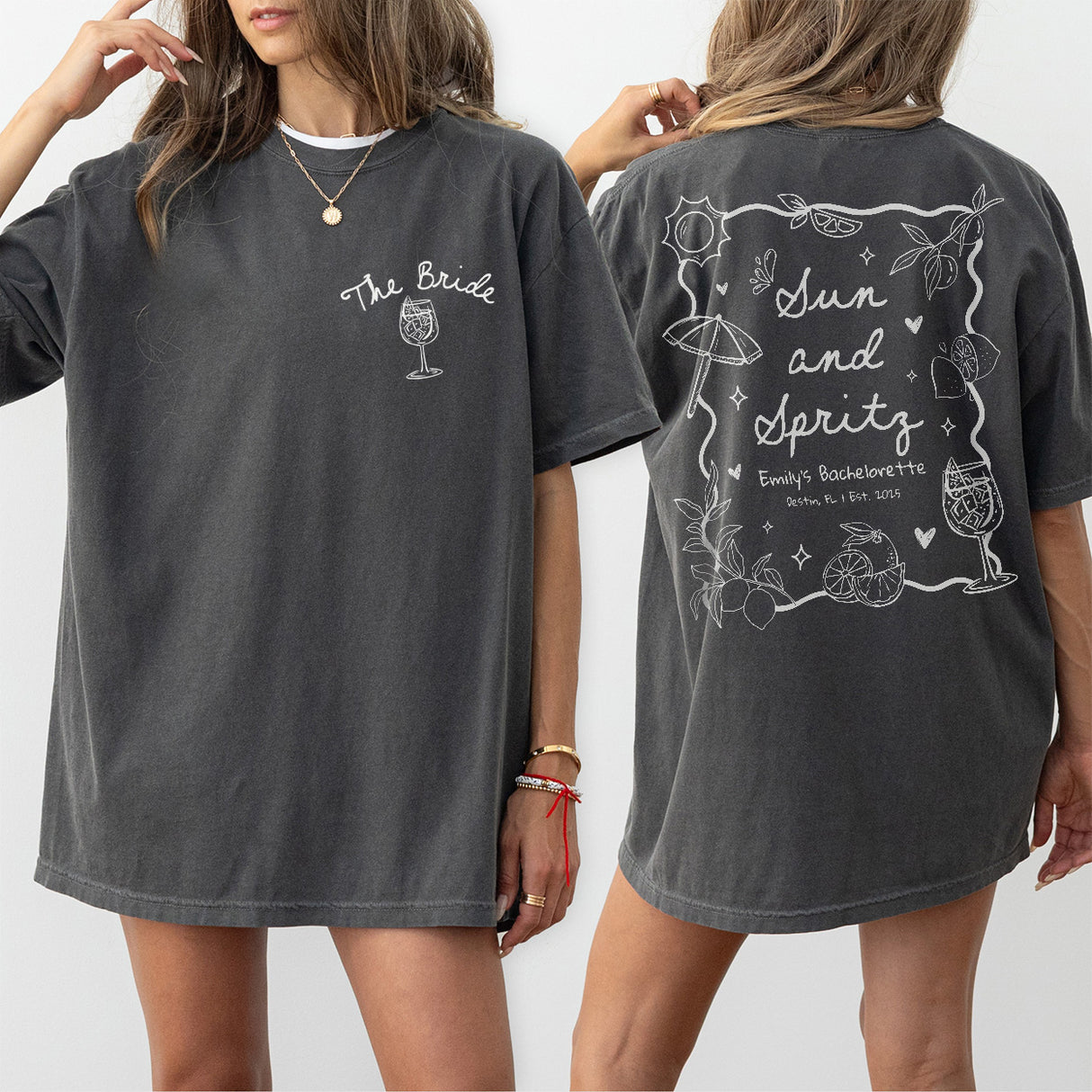 Sun and Spritz Bachelorette Shirt Personalized Aperol Spritz Bachelorette Party Tshirt Beach Girls Weekend Trip Bride To Tee Bridesmaid Gift - Pepper Product Image