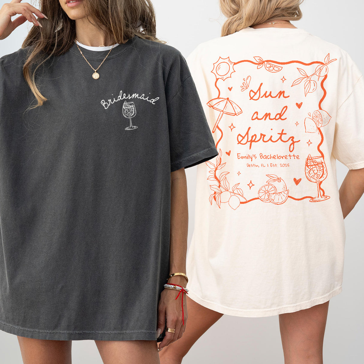 Sun and Spritz Bachelorette Shirt Personalized Aperol Spritz Bachelorette Party Tshirt Beach Girls Weekend Trip Bride To Tee Bridesmaid Gift - matching Image