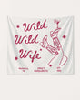 Boxy bachelorette party banner with Wild Wild Wife cowgirl and martini line art. Personalized with bride name, destination city, and year for the full weekend crew.