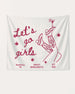 Vintage line-art bachelorette party banner with cursive script and Nashville boot-and-martini illustration. Personalized with bride name, destination city, and year for the full bridal crew.