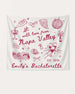 Minimalist line-art bachelorette banner with script lettering and doodle details, Napa Valley wine weekend theme. Personalized with bride name, year, and destination for the full party setup.