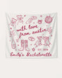 Whimsical line-art doodle bachelorette banner with script lettering and hand-drawn Austin icons. Personalized with bride name, destination city, and EST. year for the full bachelorette weekend crew.