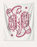 Settlin' Down & Saddlin' Up Cowgirl Boots Banner White