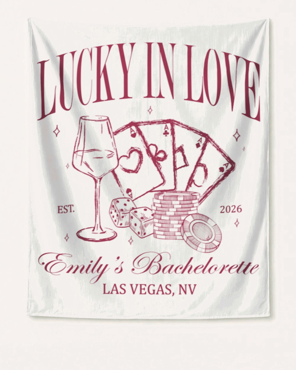 Lucky In Love Wine Cards Banner White