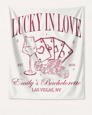 Lucky In Love Wine Cards Banner White