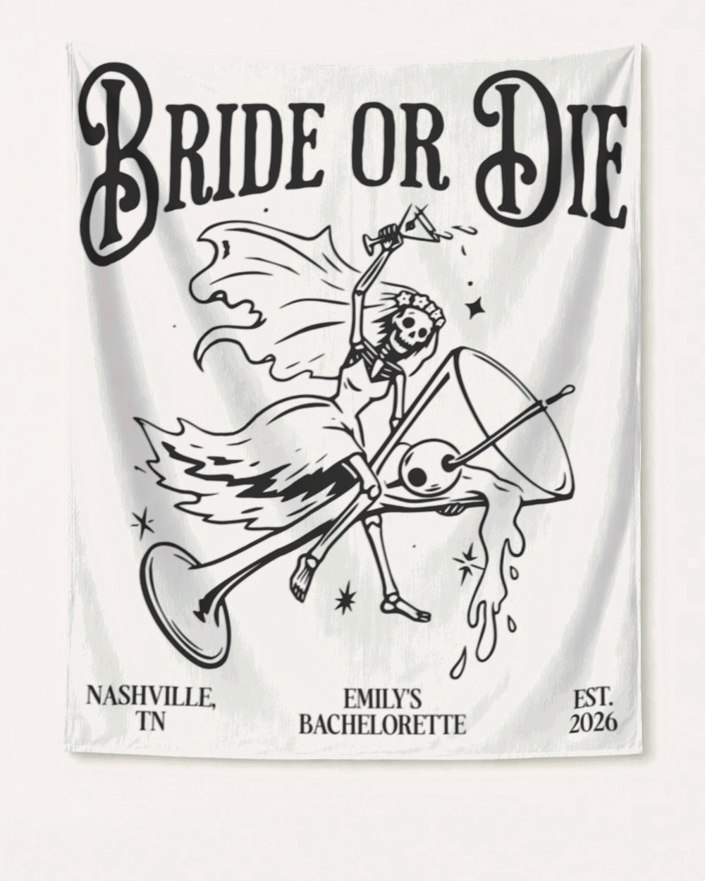 Bride or Die and Ride or Die with Martini Banner White