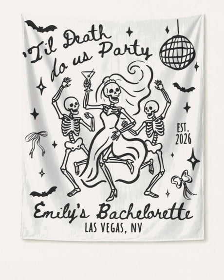 Til death do us party - Dancing Skeletons Banner White