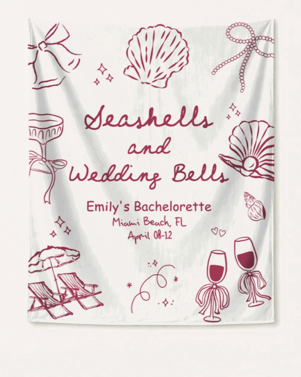 Seashells & Wedding Bells Banner White