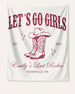 Gift idea for the bachelorette crew: country western party banner with vintage cowboy boot and hat motifs. Personalized with bride name, event year, and destination city for any Last Rodeo celebration.