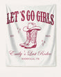 Gift idea for the bachelorette crew: country western party banner with vintage cowboy boot and hat motifs. Personalized with bride name, event year, and destination city for any Last Rodeo celebration.