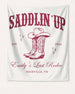 Gift idea for the bachelorette rodeo crew: a Last Rodeo banner with vintage western art for the Nashville party space. Personalized with bride name, year, and city.