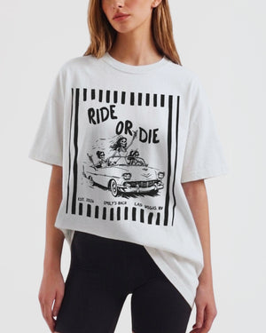 Bride or Die and Ride or Die Stripes T-Shirt White