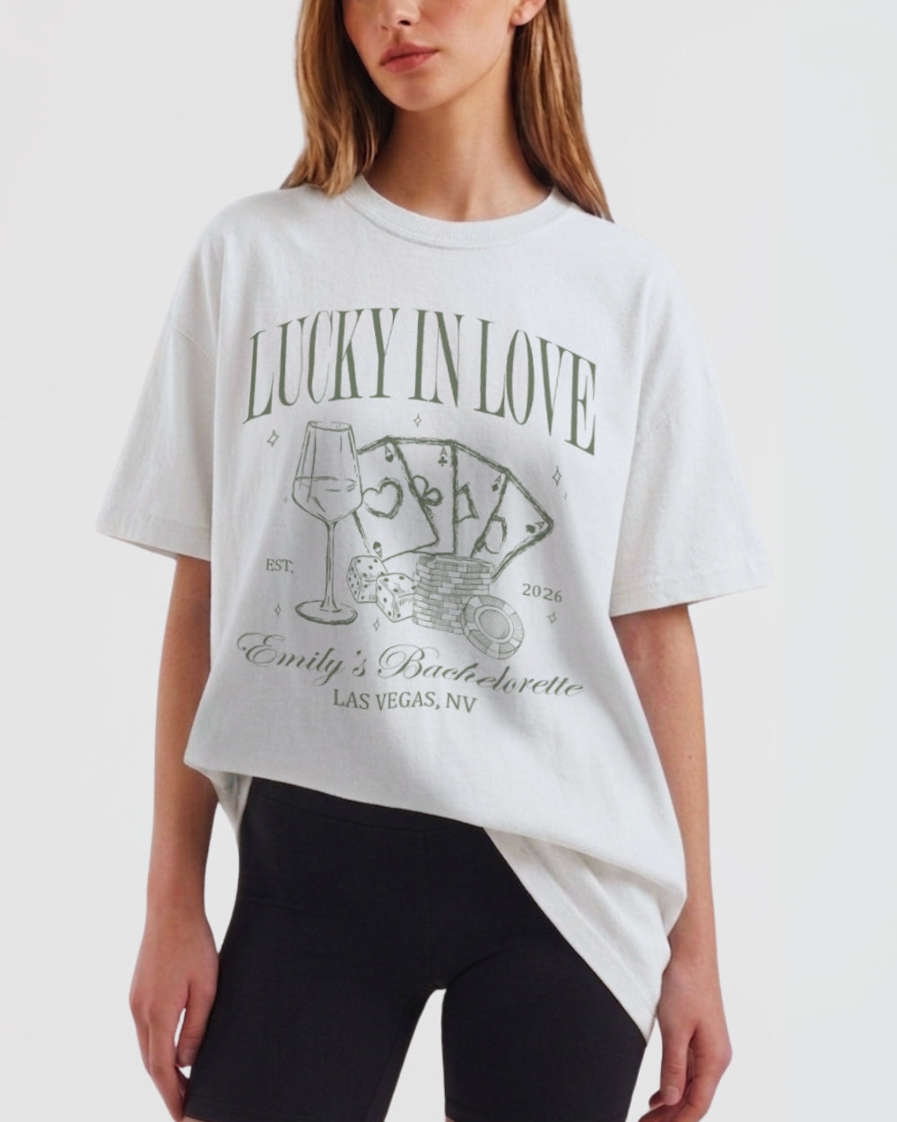 Lucky In Love Wine Cards T-Shirt White