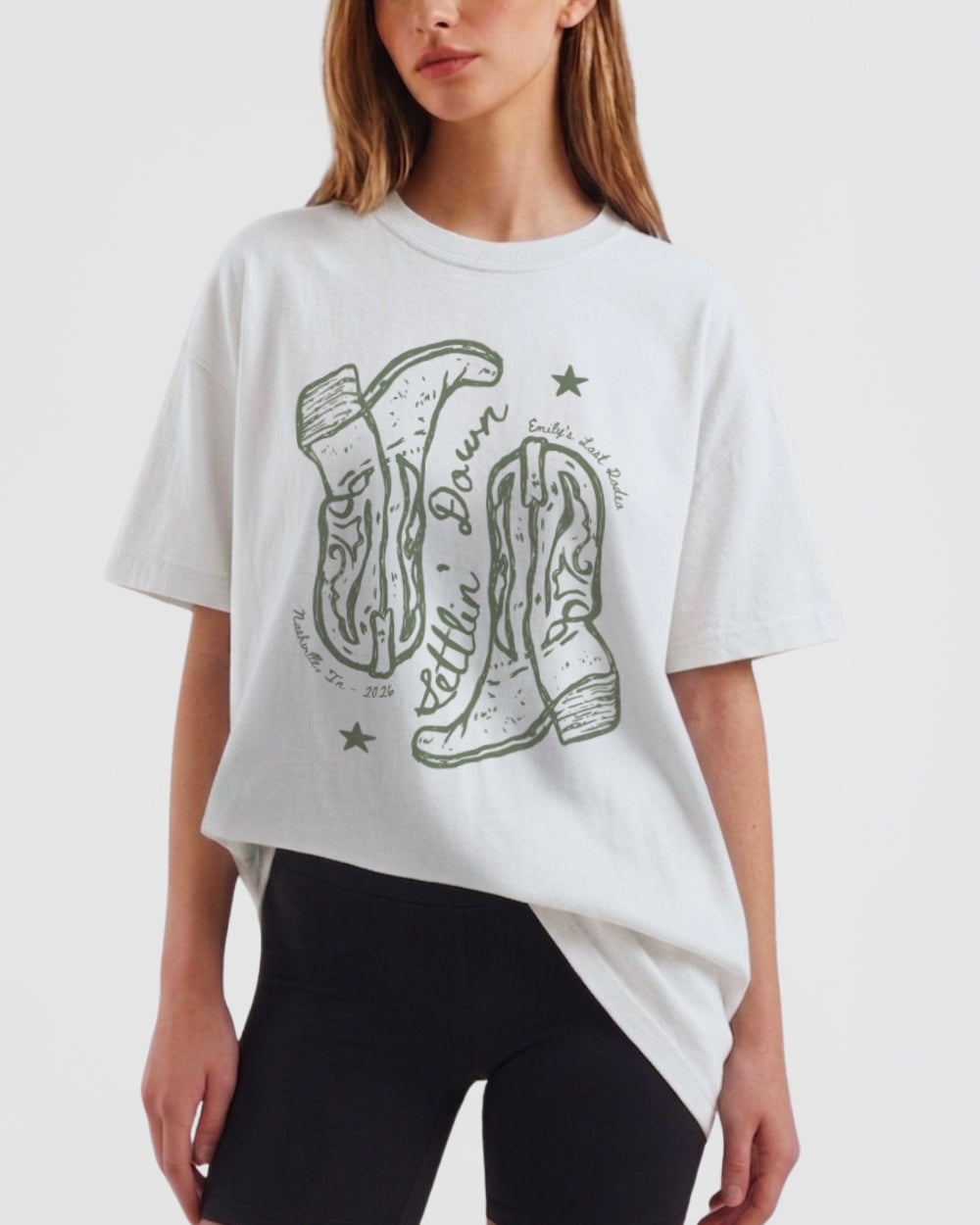 Settlin' Down & Saddlin' Up Cowgirl Boots T-Shirt White
