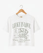 Lucky In Love Wine Cards Crop Top White
