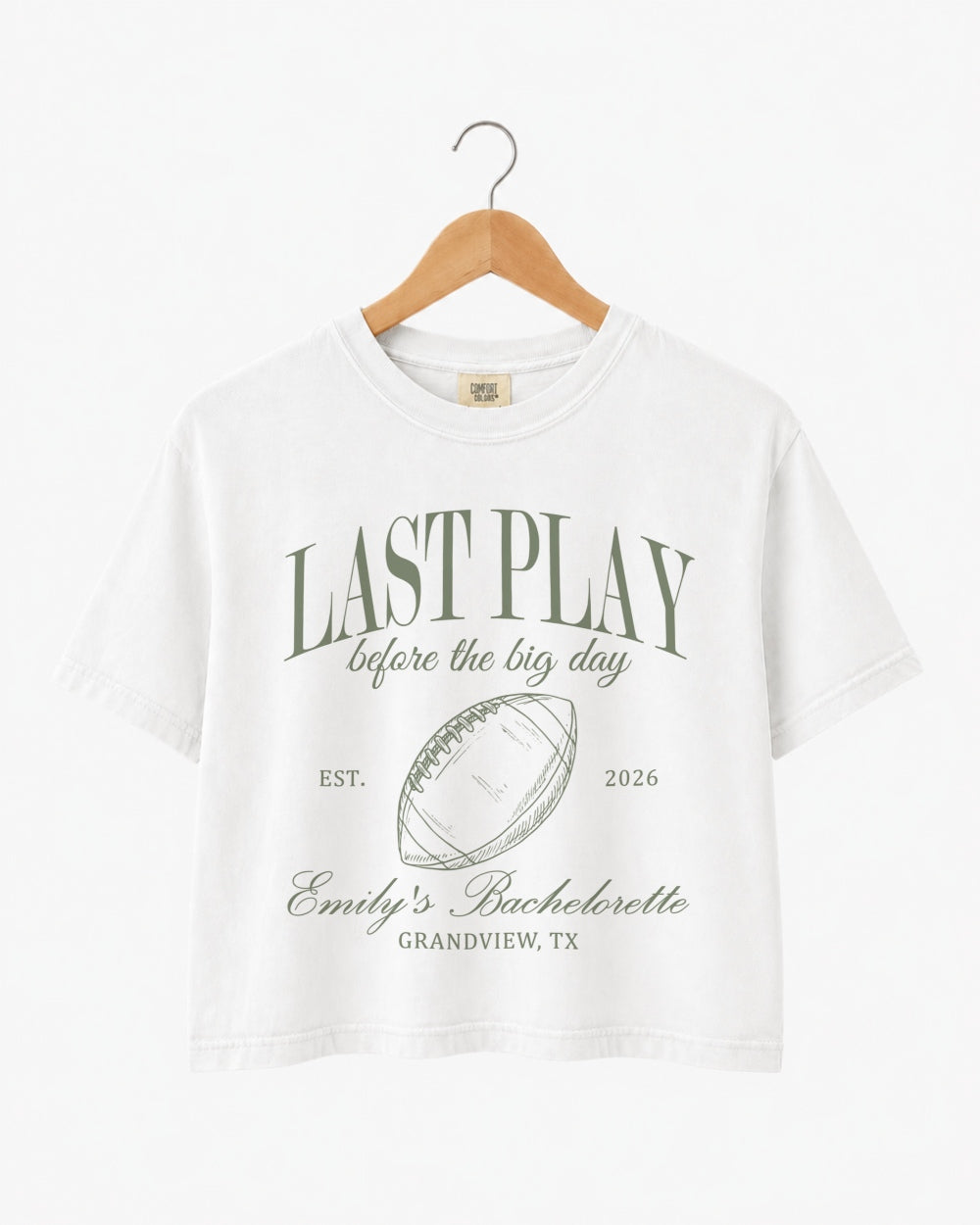 Last Play Before the Big Day - Football Crop Top White