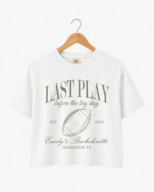 Last Play Before the Big Day - Football Crop Top White