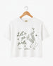 Girls night out crop top with vintage line-art boots and martini illustration, script lettering for the whole crew. Perfect for bachelorette parties, girls trips, and late-night outings.