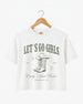 Bachelorette rodeo weekend crop top with vintage western script and cowboy boot art for the Nashville-bound bride crew. Bride name, year, city, and party title customizable for the full squad.