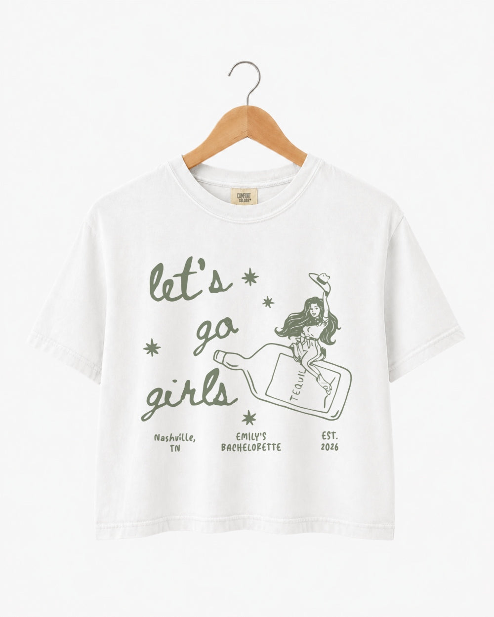 Let's Go Girls Cowgirl Bottle Crop Top White