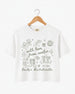 Bachelorette weekend crop tops with minimalist doodle script art, city and bride name customizable. Made for the Austin girls trip crew and any destination bachelorette party.