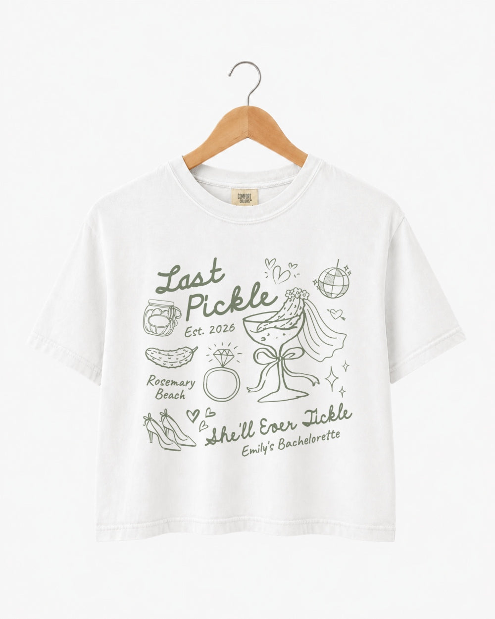 Same Pickle Forever & Last Pickle She'd Ever Tickle Crop Top White