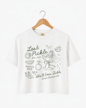 Same Pickle Forever & Last Pickle She'd Ever Tickle Crop Top White