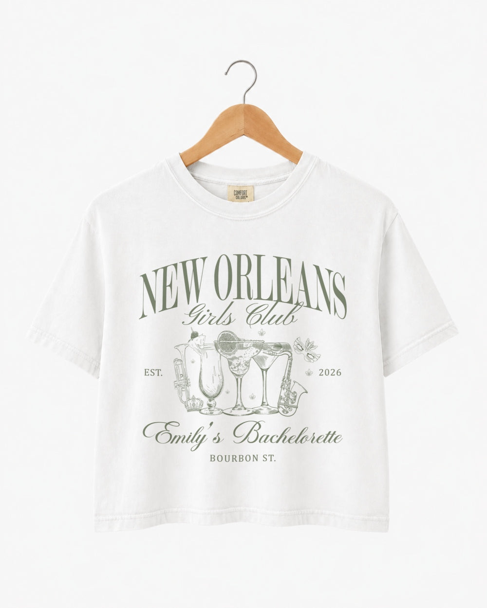 New Orleans Girls Club Crop Top White