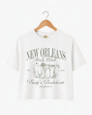 New Orleans Girls Club Crop Top White