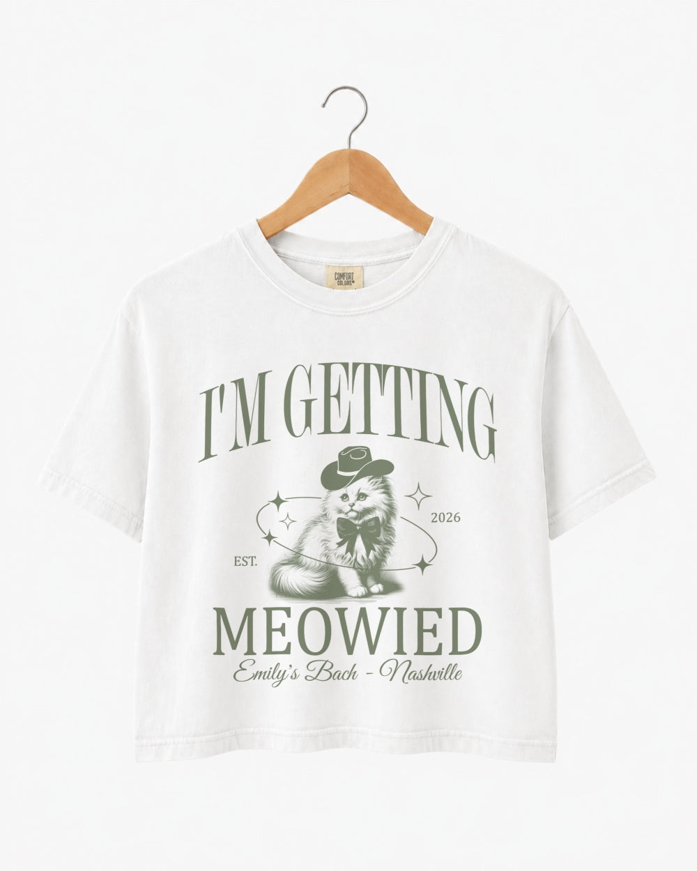 I'm Getting Meowied Bow Crop Top White