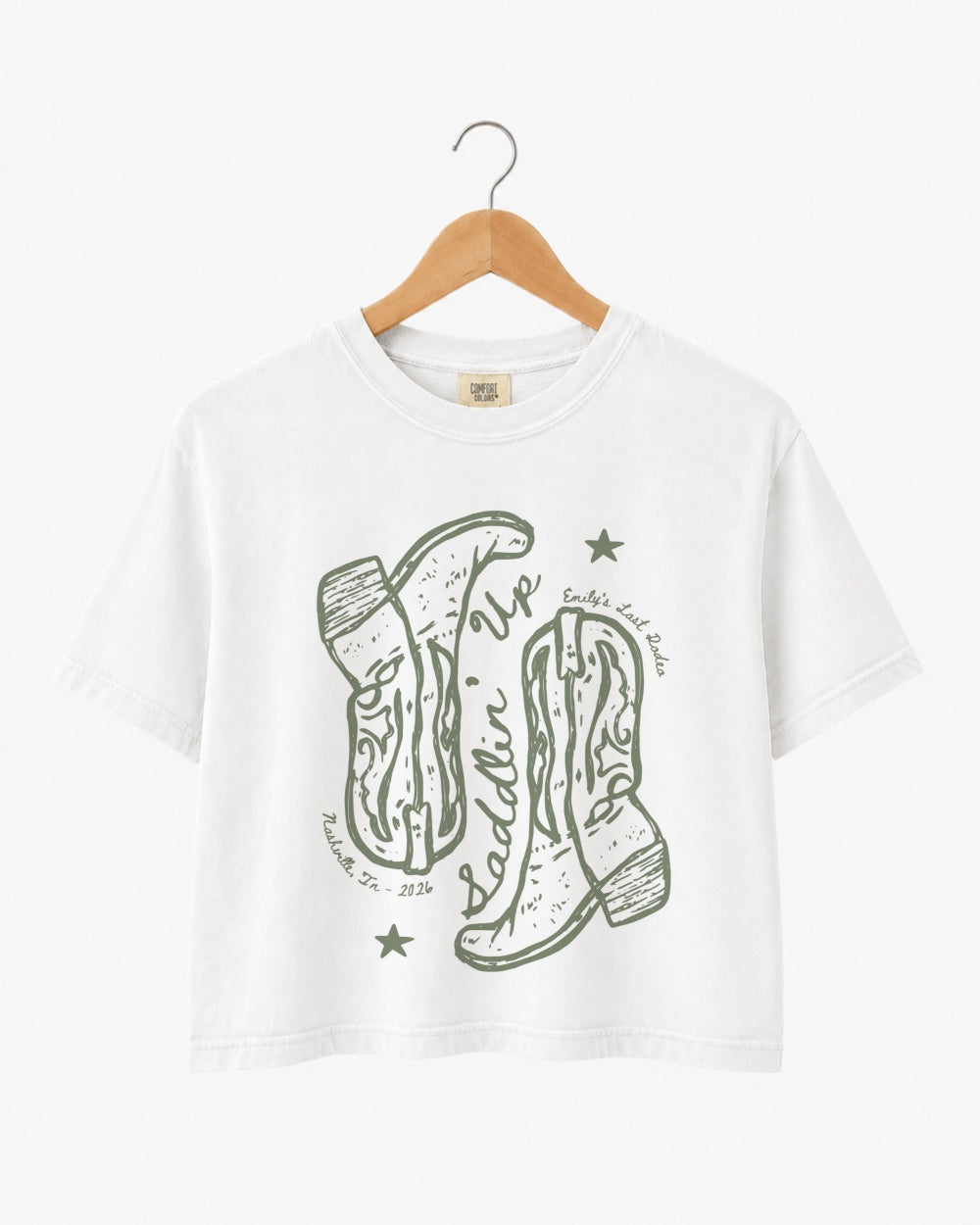 Settlin' Down & Saddlin' Up Cowgirl Boots Crop Top White
