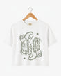 Settlin' Down & Saddlin' Up Cowgirl Boots Crop Top White
