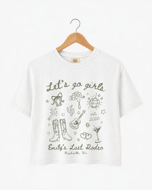 Let's Go Girls Cowgirl Party Crop Top White