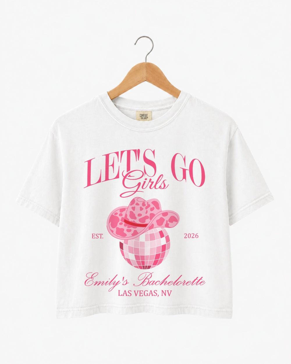 Man, I Feel Like A Bride & Let's Go Girls Disco Crop Top White