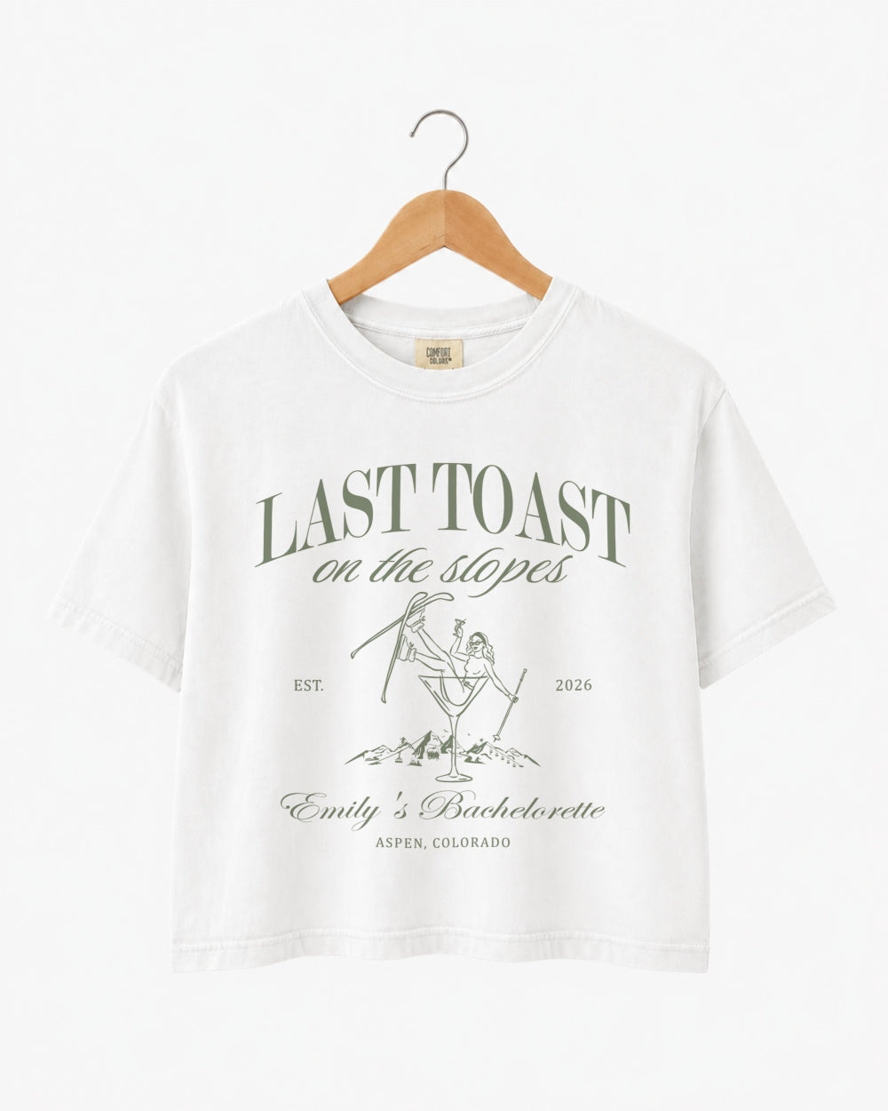 Last Toast on The Slopes Martini Crop Top White