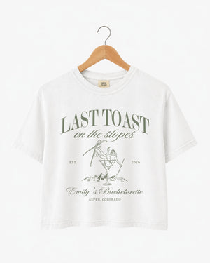 Last Toast on The Slopes Martini Crop Top White