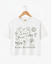 Napa Valley bachelorette weekend crop top with whimsical wine-country doodle art and script lettering. Bride name, year, and destination customizable for the whole bridal crew.