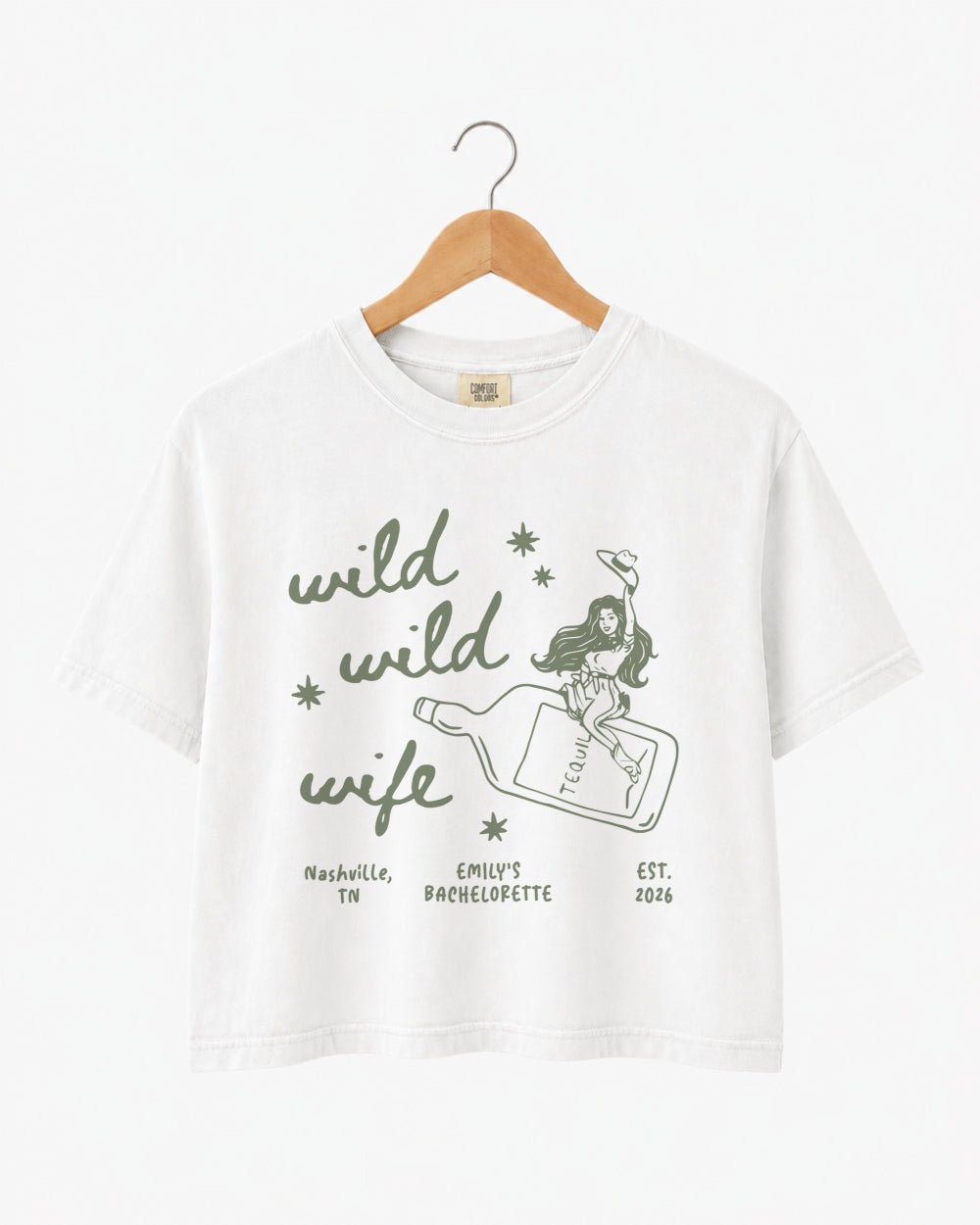 Wild Wild Wife Cowgirl Tequila Crop Top White
