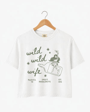 Wild Wild Wife Cowgirl Tequila Crop Top White